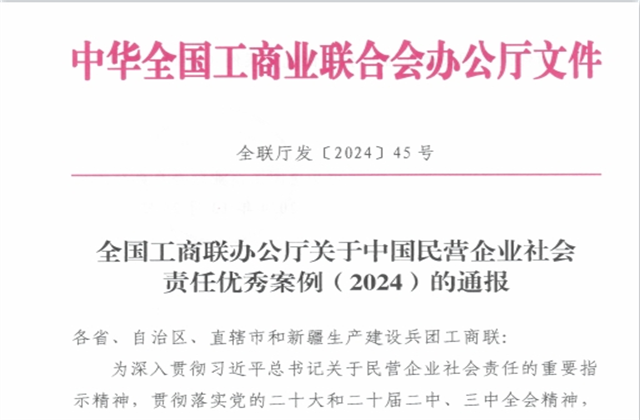 来利国际w66集团社会责任案例入选“中国民营企业社会责任优秀案例（2024）”榜单